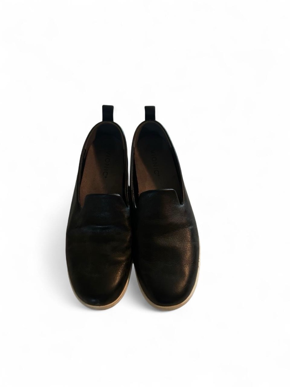 Vionic Black Leather Slip-On Loafers